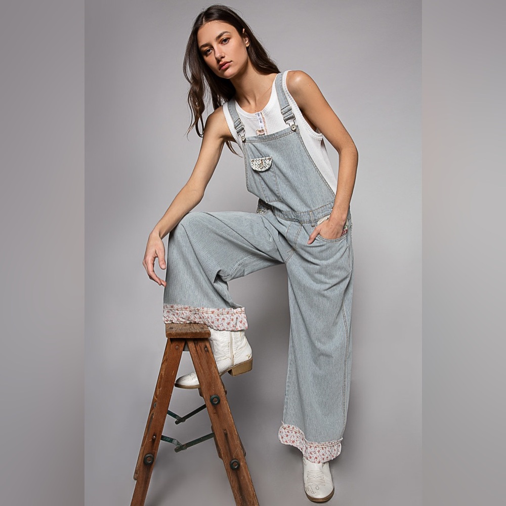 POL “Vintage Garden Overalls” | Denim Stripe - Picture 5 of 10